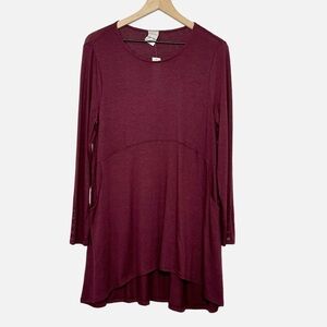 Chico’s NWT knit button long sleeve tunic dress deep Merlot M/1 pockets Autumn